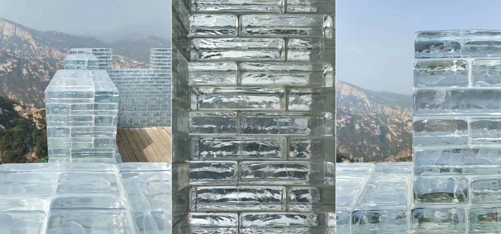 Clear solid glass bricks for Great Wall