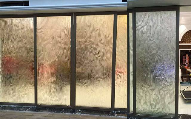 Water textured Fusion glass door