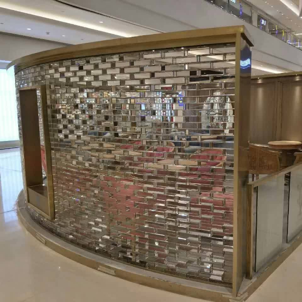 Transparent crystal glass bricks Wall in Shopping Mall