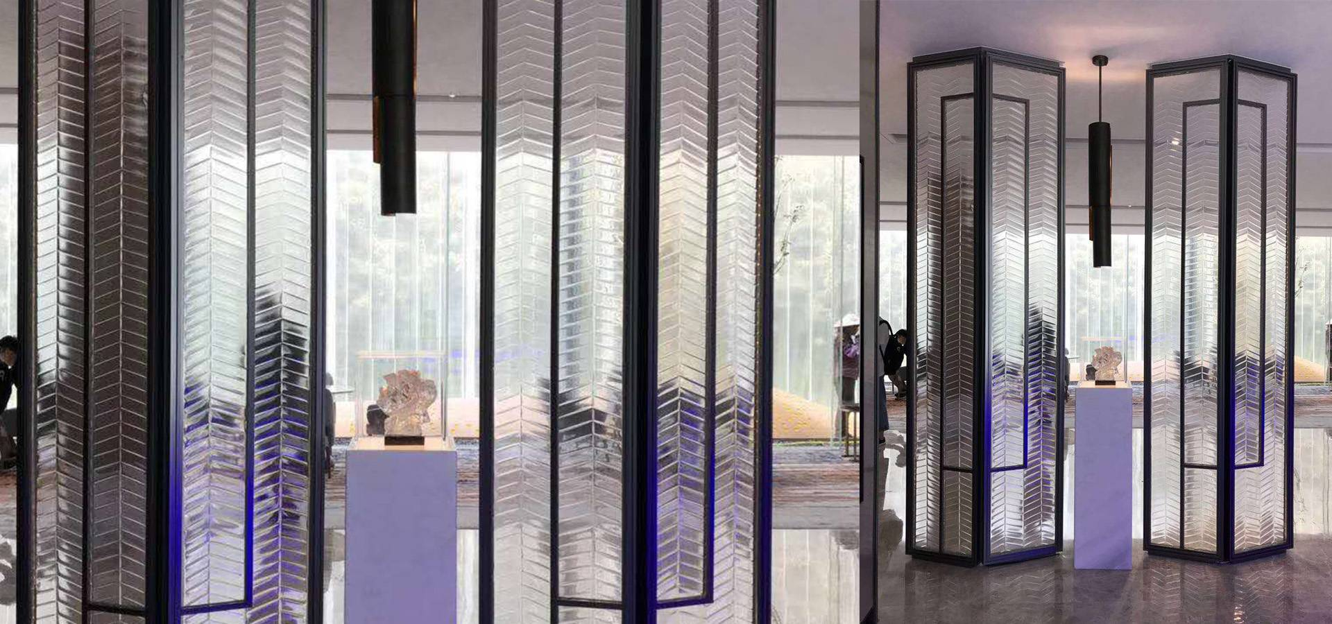 Hotel lobby glass partition