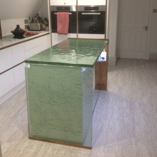 30mm thickness aqua clear glass countertop