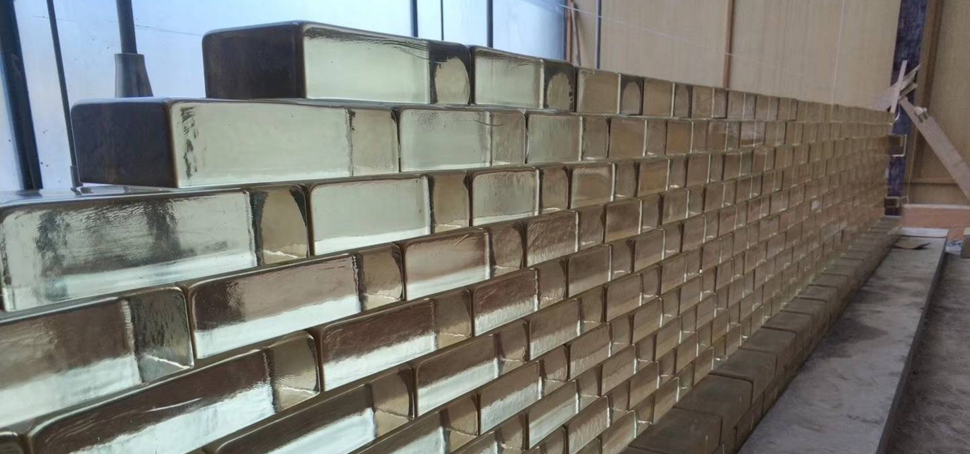 Yellow color transparent solid glass bricks