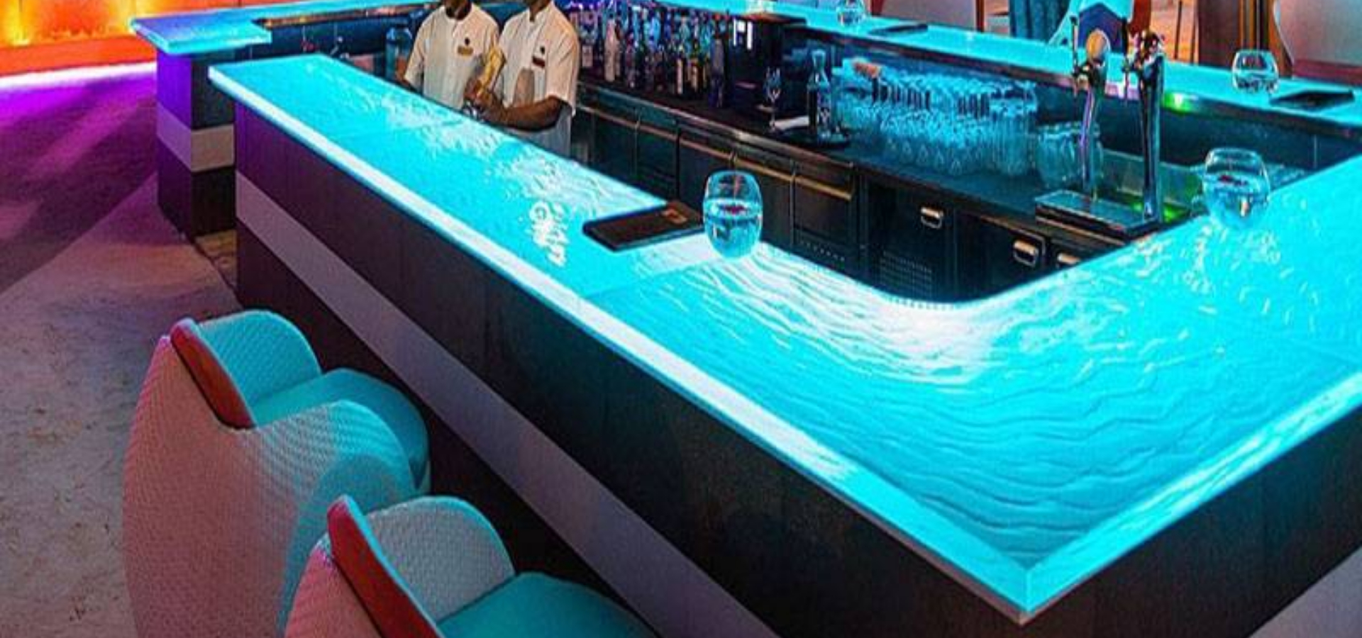 Restaurants and bars glass table tops with LED