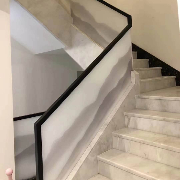 Untransparent safe glass stairs rails